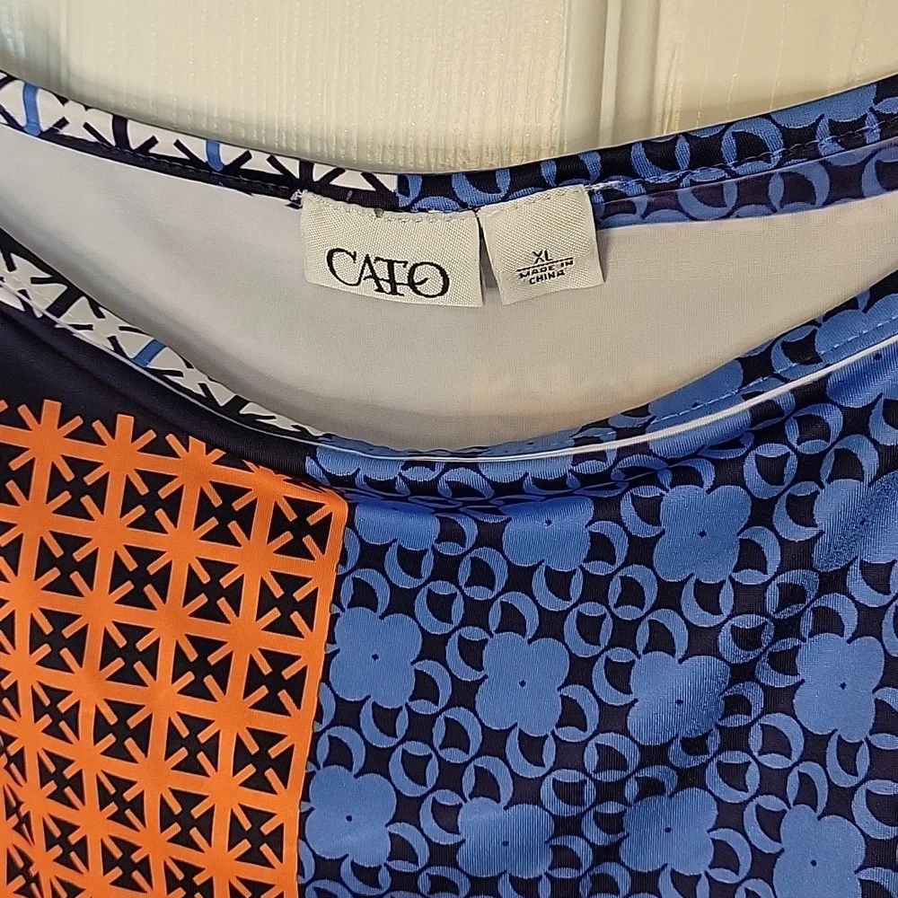 Cato XL Double Spaghetti Strap Blouse Navy Blue Orange White